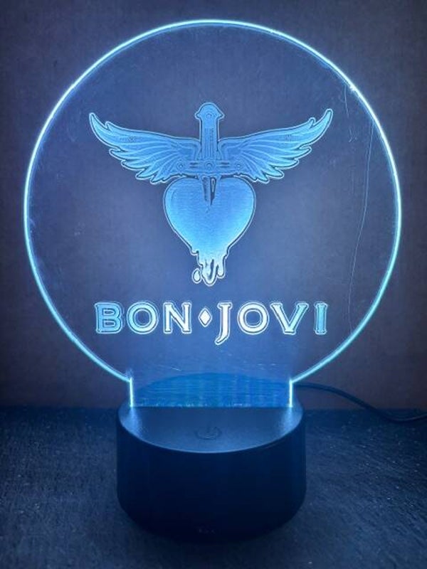 Acryl met tekening/logo/tekst op voet met verlichting