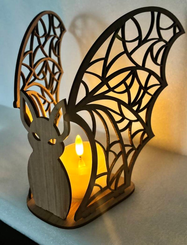 Halloween vleermuis met theelicht