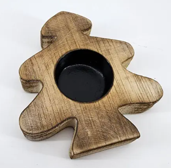 waxinehouder kerstboom 3x11cm natural