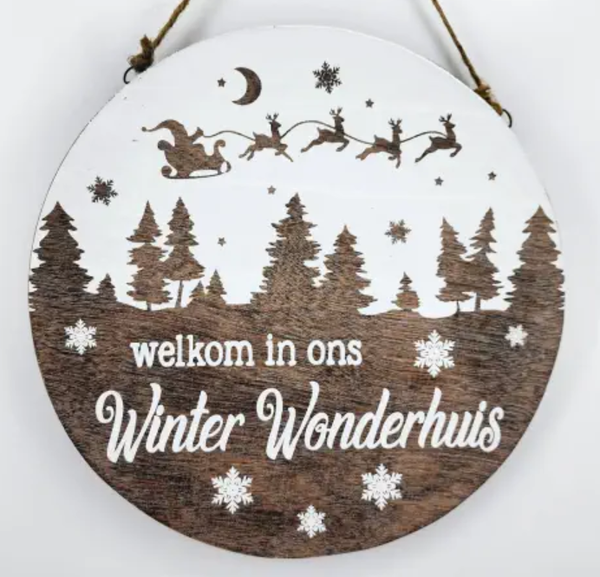 bord rond 40x40cm welkom winter wonder natural