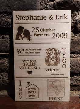 Familie poster van hout