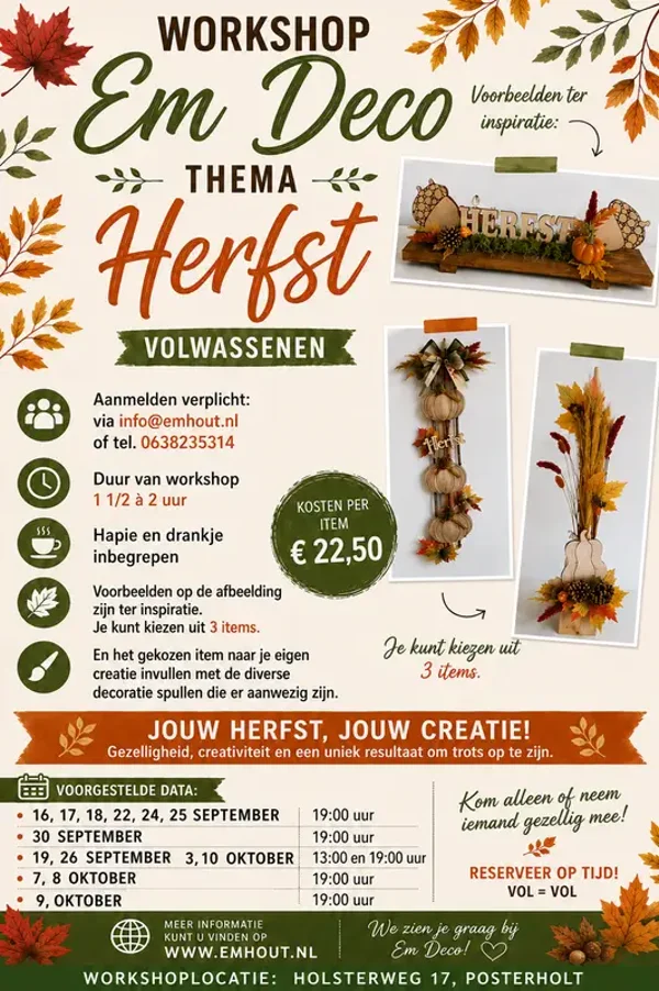 Aanmelden Workshop volwassenen Herfst