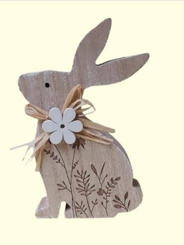 Haasje hout met gravering, 2 maten