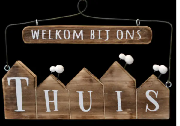 huisjes hangend 15x25cm welkom natural