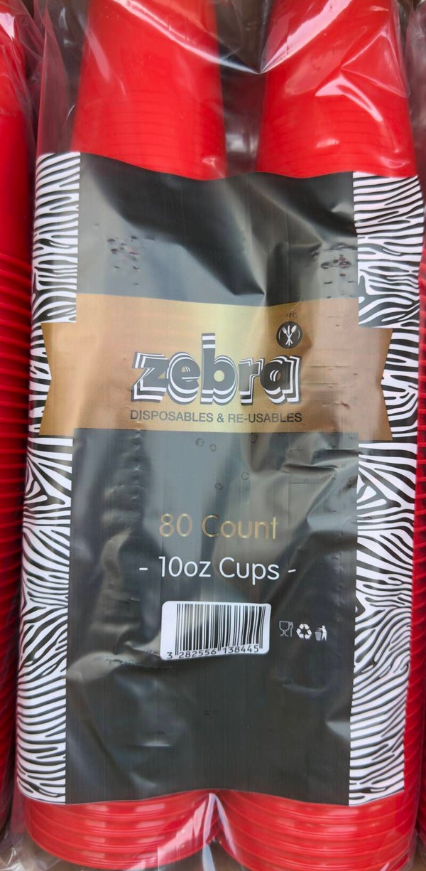 Plastic cups 10 onz red