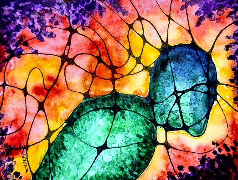 “Bound” Watercolor, ink 4” x 6”