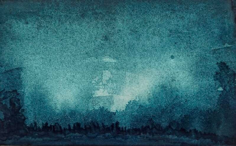 "The Truth is Out There" watercolor,  2.5" x 3.5"