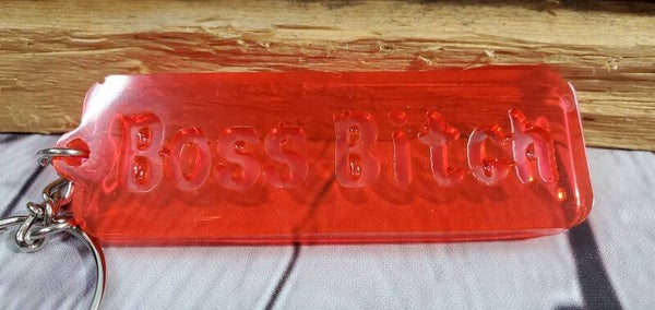 RESIN SWEAR WORD "BOSS BITCH” KEYCHAIN