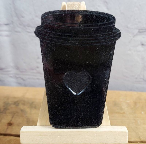 RESIN COFFEE CUP WITH HEART KEYCHAIN. (JUST THE CUP)