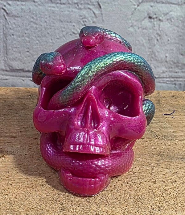 RESIN SKULL WITH SNAKES