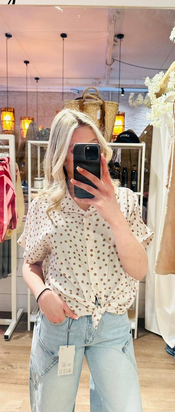 Blouse wit gestippeld