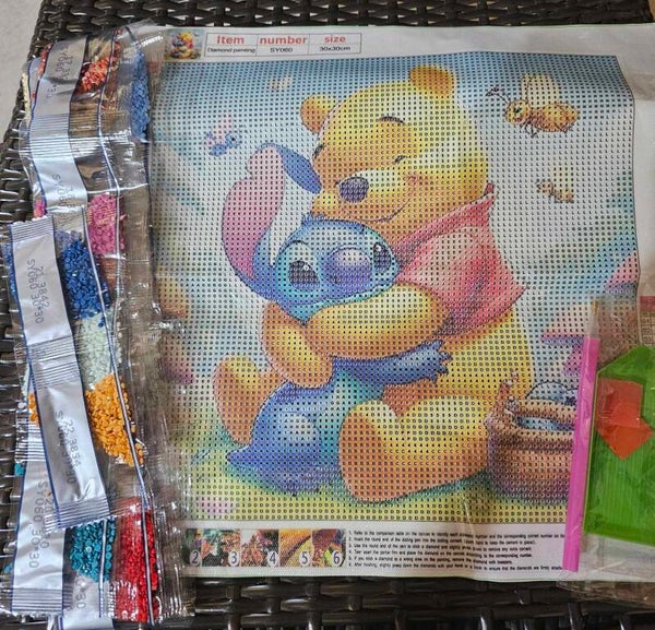 3030-0027 - Disney Pooh and Snitch Cuddles DIY Diamond Art Kit 30x30
