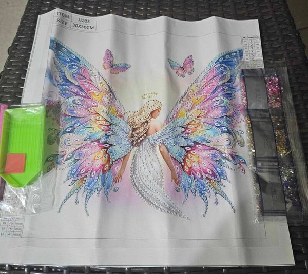 3030-0029 - Colourful Angel Partial Diamond Art 30x30