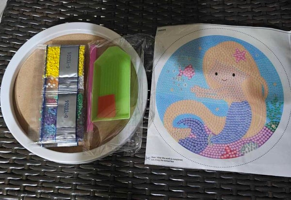 CK11-0026 - Mermaid Diamond Art for Kids with frame 18cm Diameter