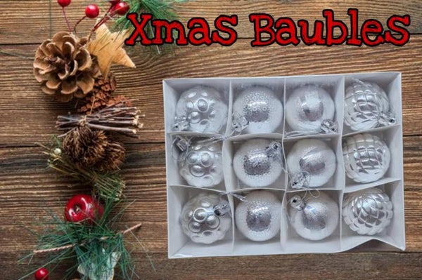 CR11-0013 - Christmas Baubles 12 Pack Silver
