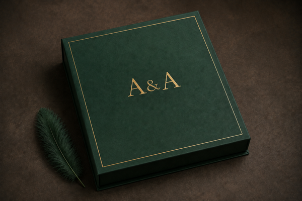 Luxury Green Wedding Inviation Box with Feather