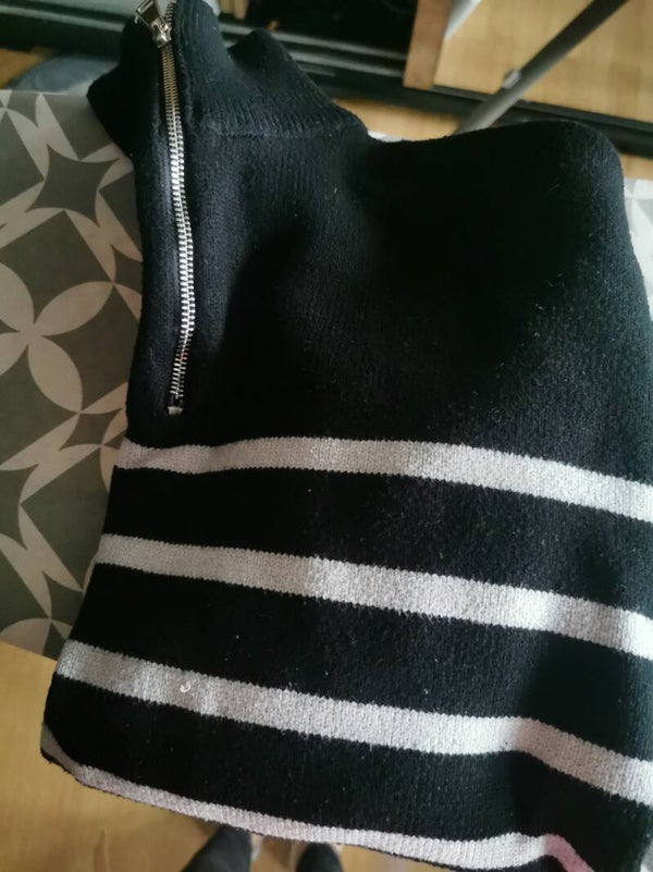 Sweter gruby wciągany zasuwany Zara r. 38 M kolor czarny biały