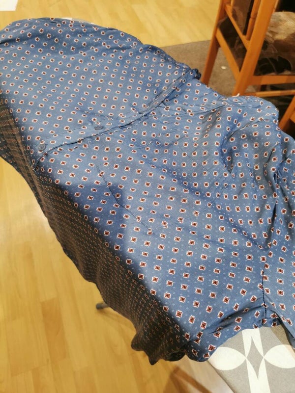 Bluzka z długim rękawem elegancka H&M r. 44 XXL kolor niebieski brązowy biały