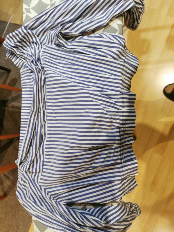 Bluzka z długim rękawem elegancka Zara r. 40 L kolor niebieski biały