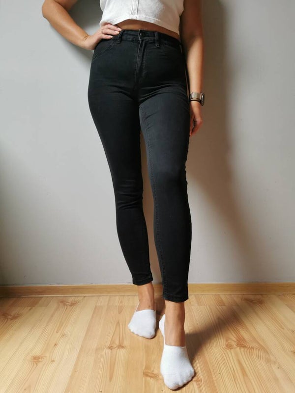 Jeansy Sinsay r. 40 L kolor czarny wysoki stan