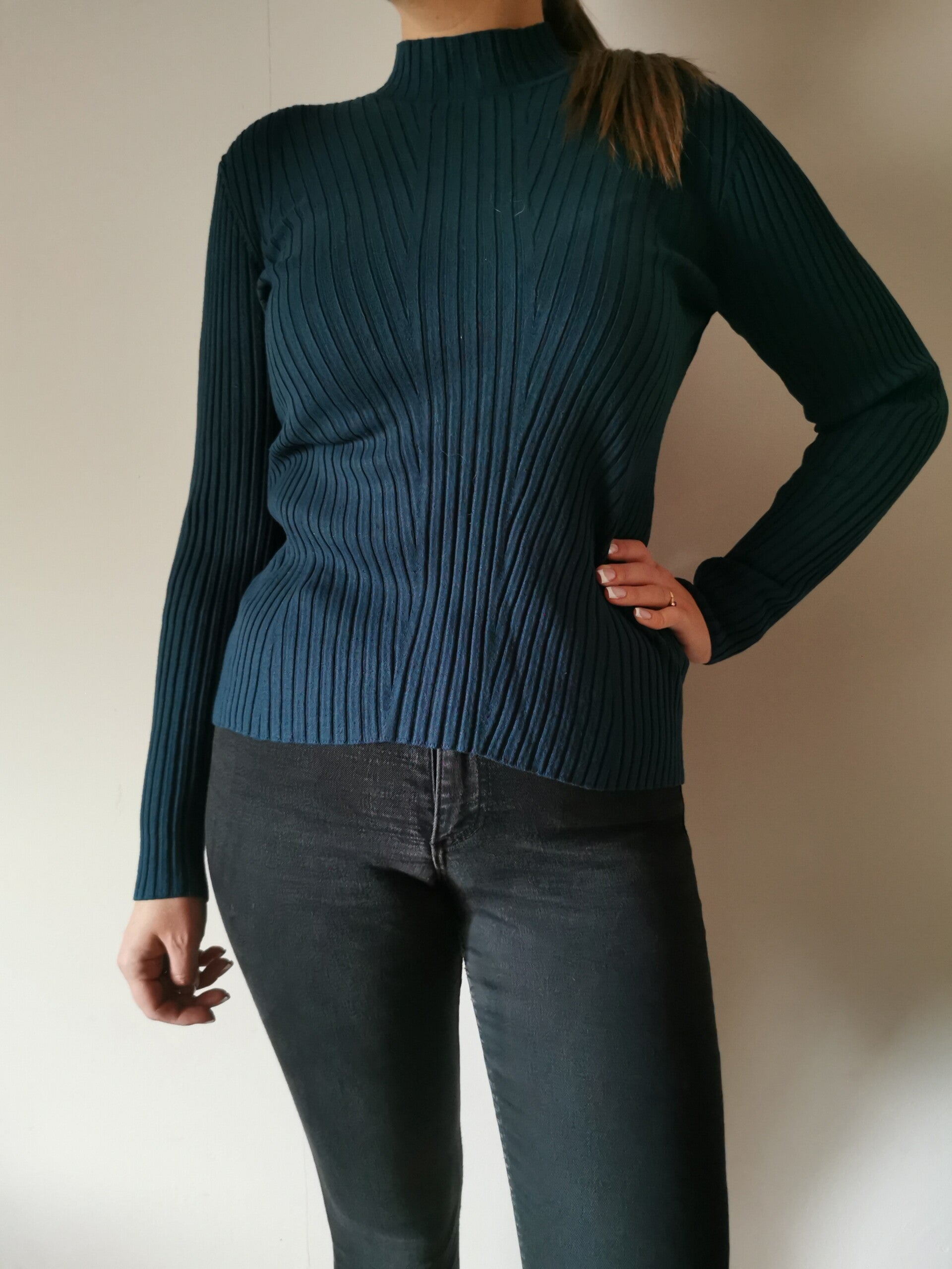 Bluzka z długim rękawem H&M r. 38 M kolor lekki granat