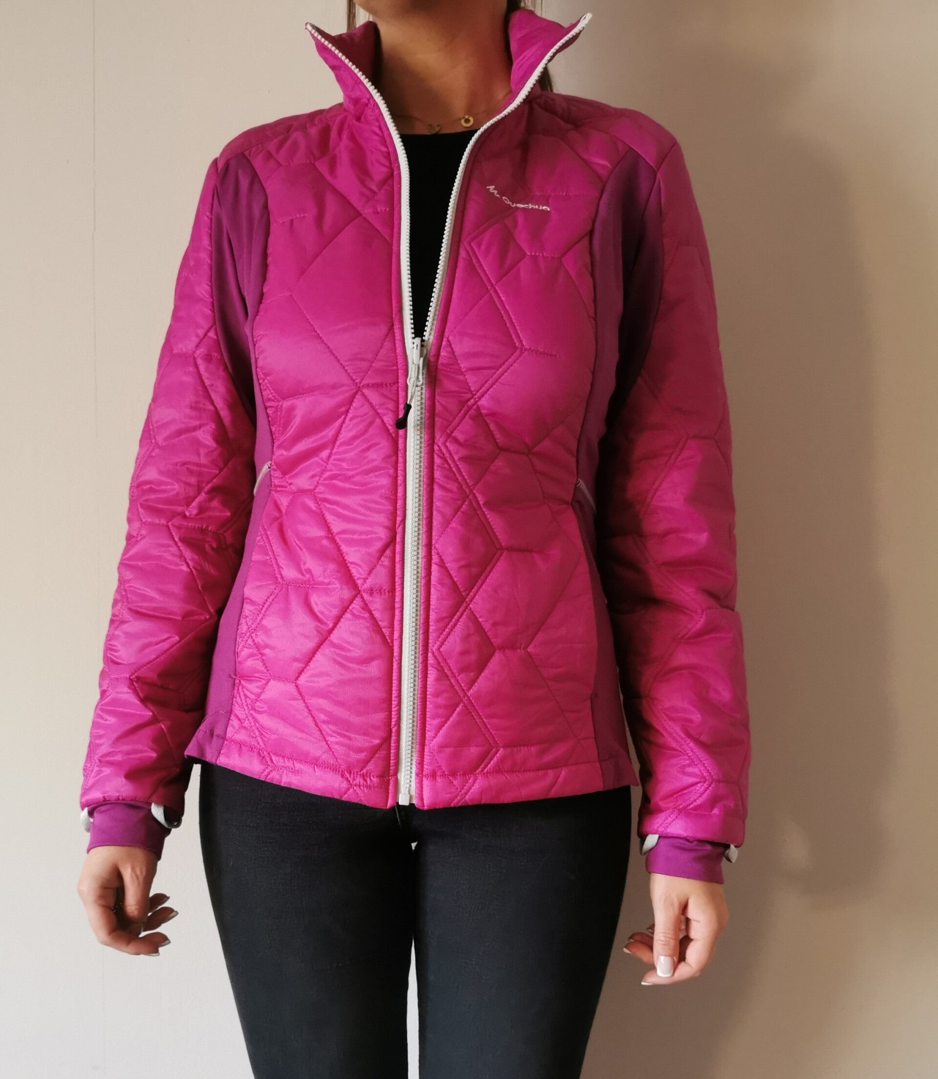 Kurtka przejściowa, pikowana 38/M różowa Quechua