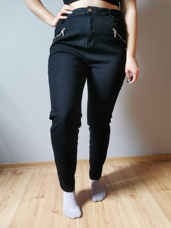 Jeansy Reserved r. 44 XXL kolor czarny wysoki stan