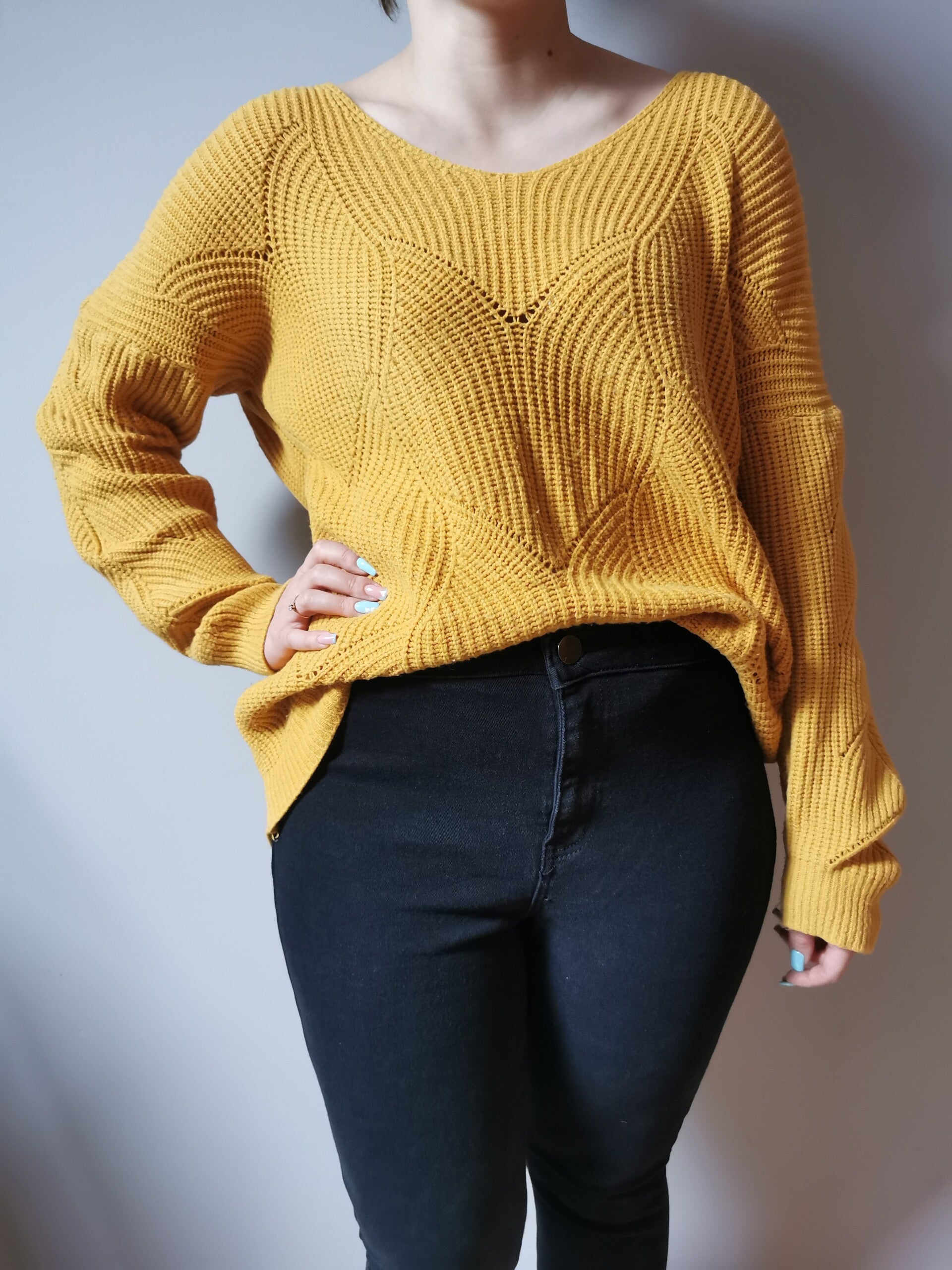 Sweter wciągany r. 40 L kolor musztardowy