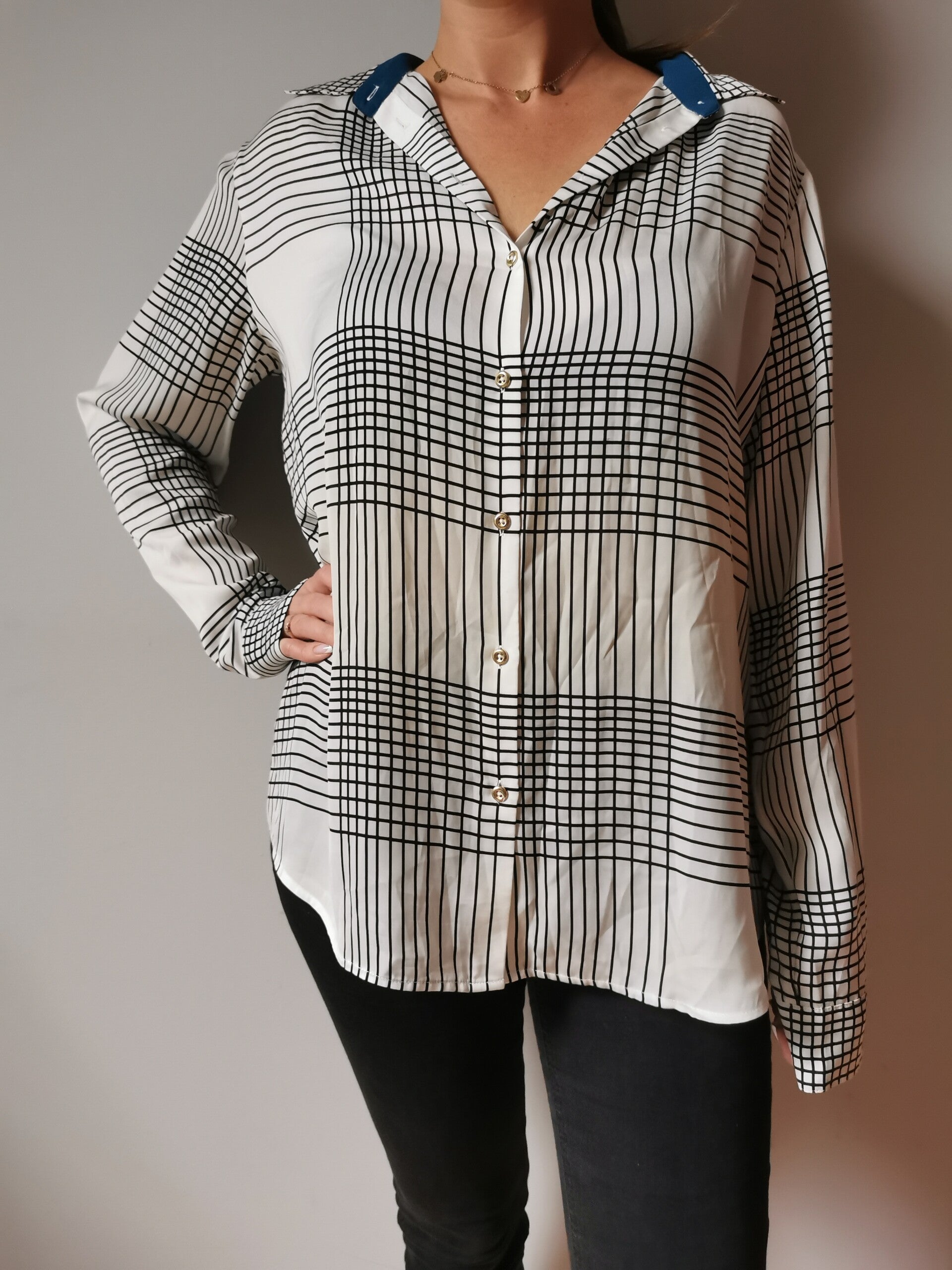 Koszula rozpinana Banana Republic r. 40 L kolor biały czarny