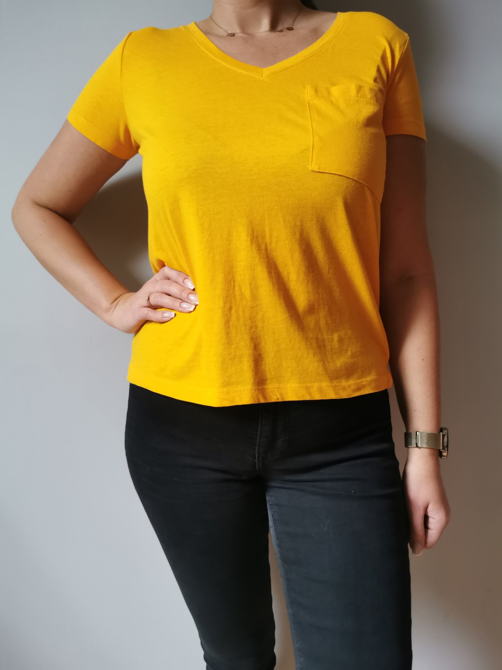 Bluzka z krótkim rękawem HouseBrand r. 36 S kolor żółty