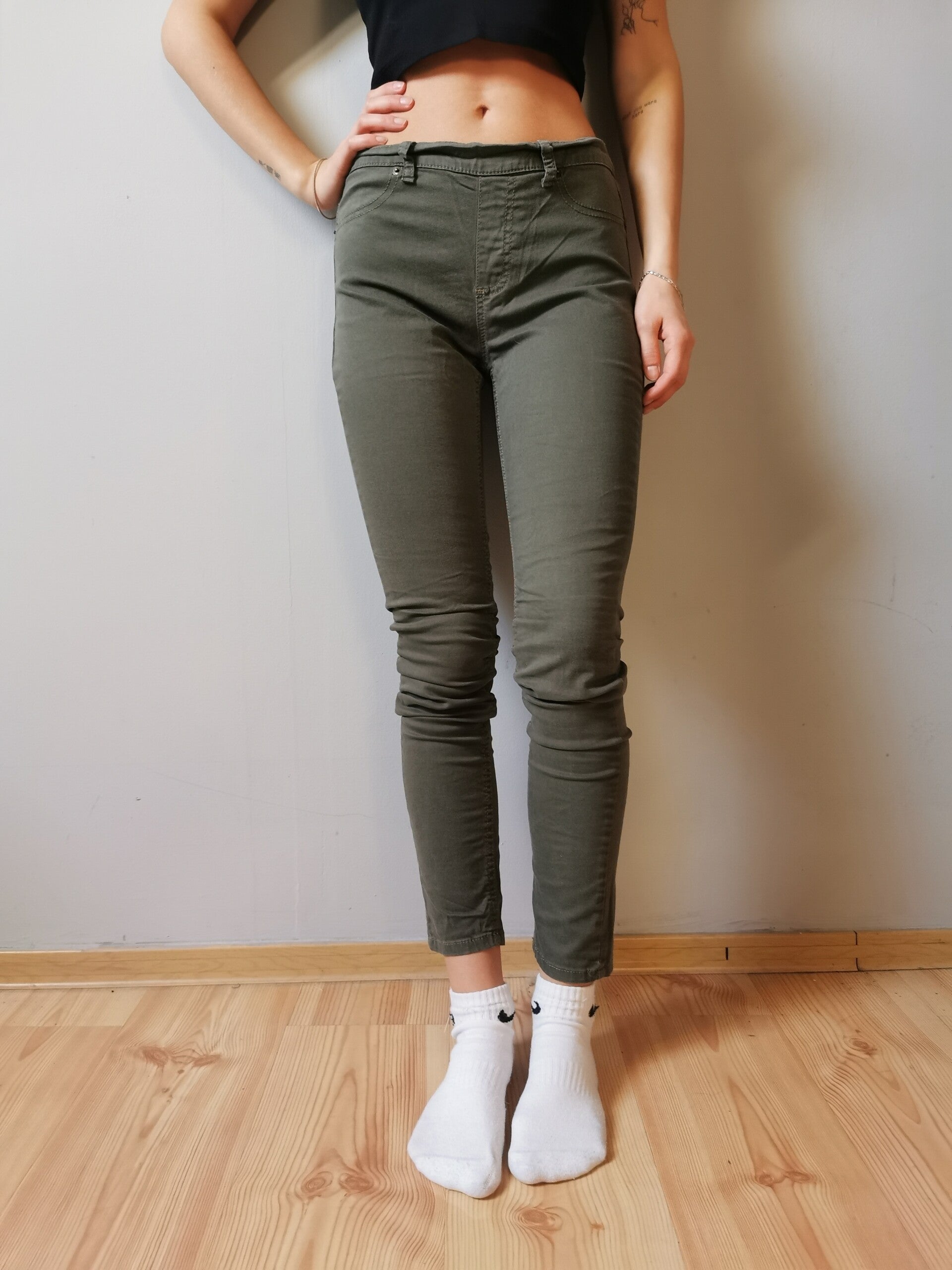 Jeansy M&S Collection r. 38 M kolor ciemny zielony wysoki stan