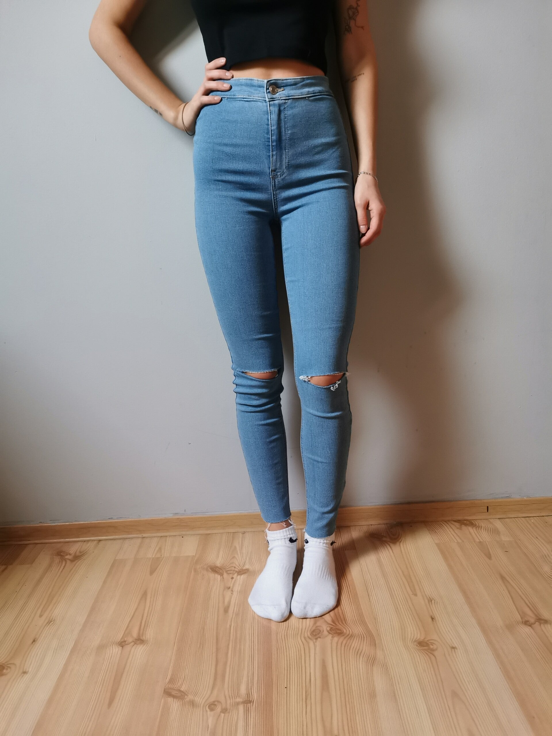 Jeansy Sinsay r. 36 S kolor niebieski jeans wysoki stan