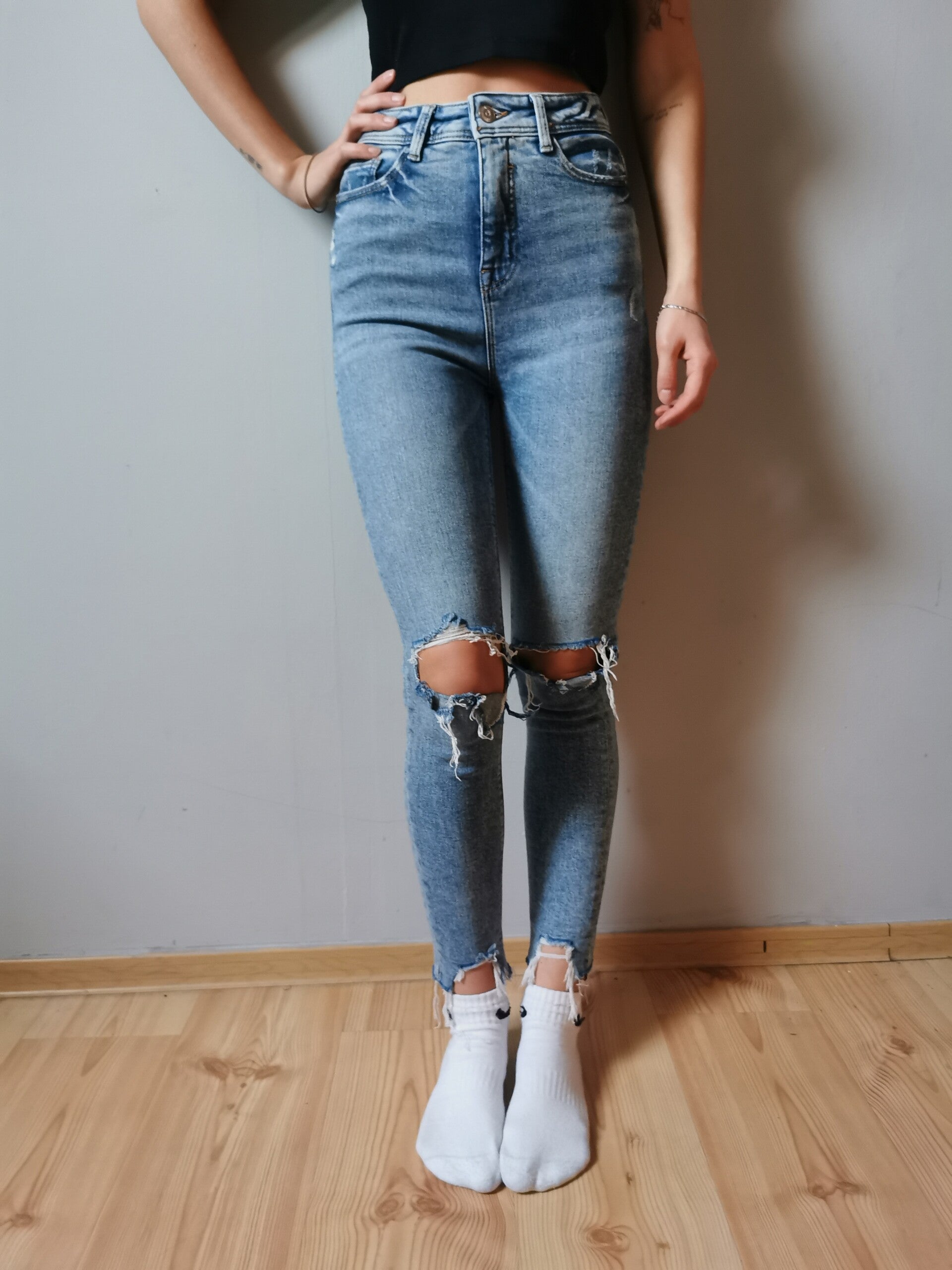 Jeansy ClickHouse r. 36 S kolor niebieski jeans wysoki stan