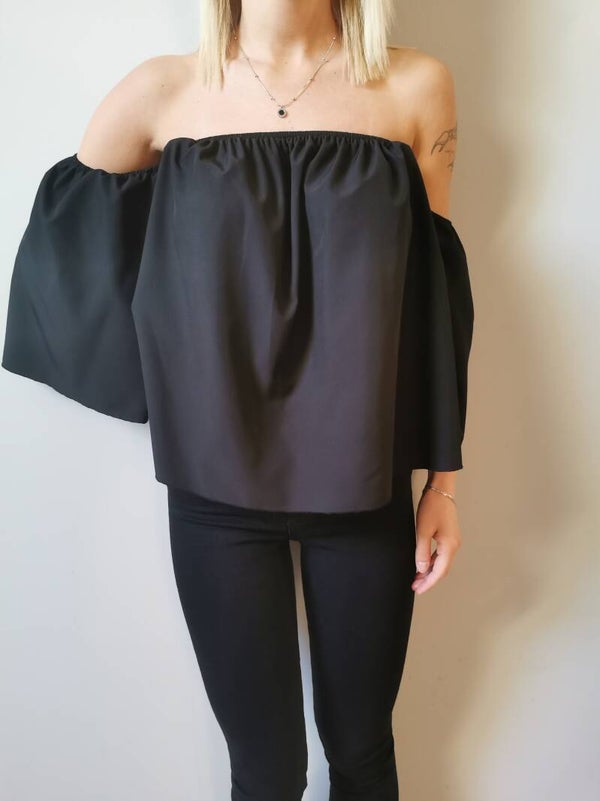 Bluzka z rękawem 3/4 r. oversize M-XL kolor czarny