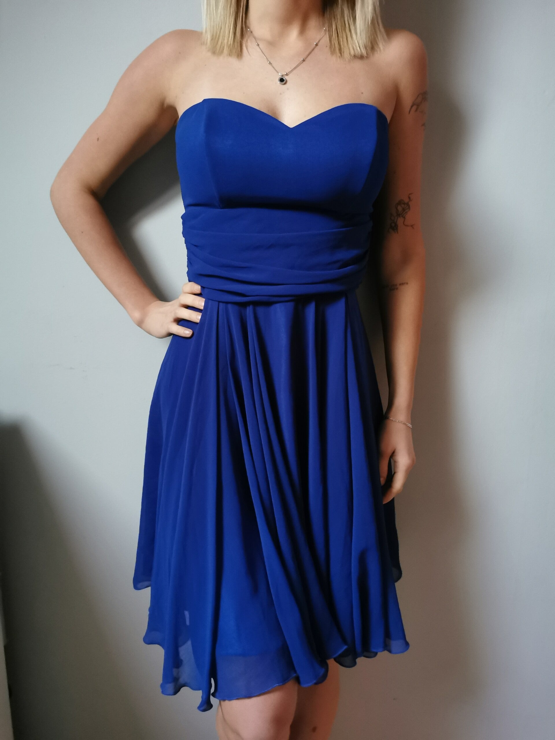 Sukienka mini r. 36 S  Carina Polski producent kolor chabrowy romantyczna