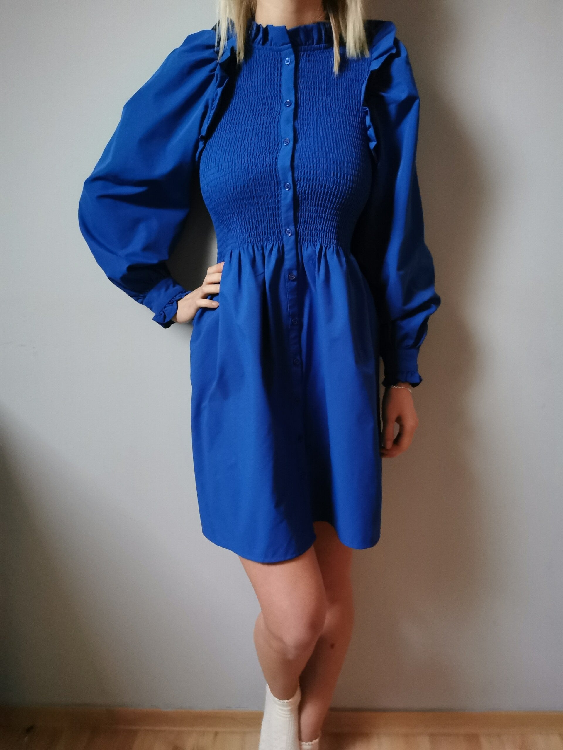 Sukienka mini r. 36 S  Pakuten kolor chabrowy