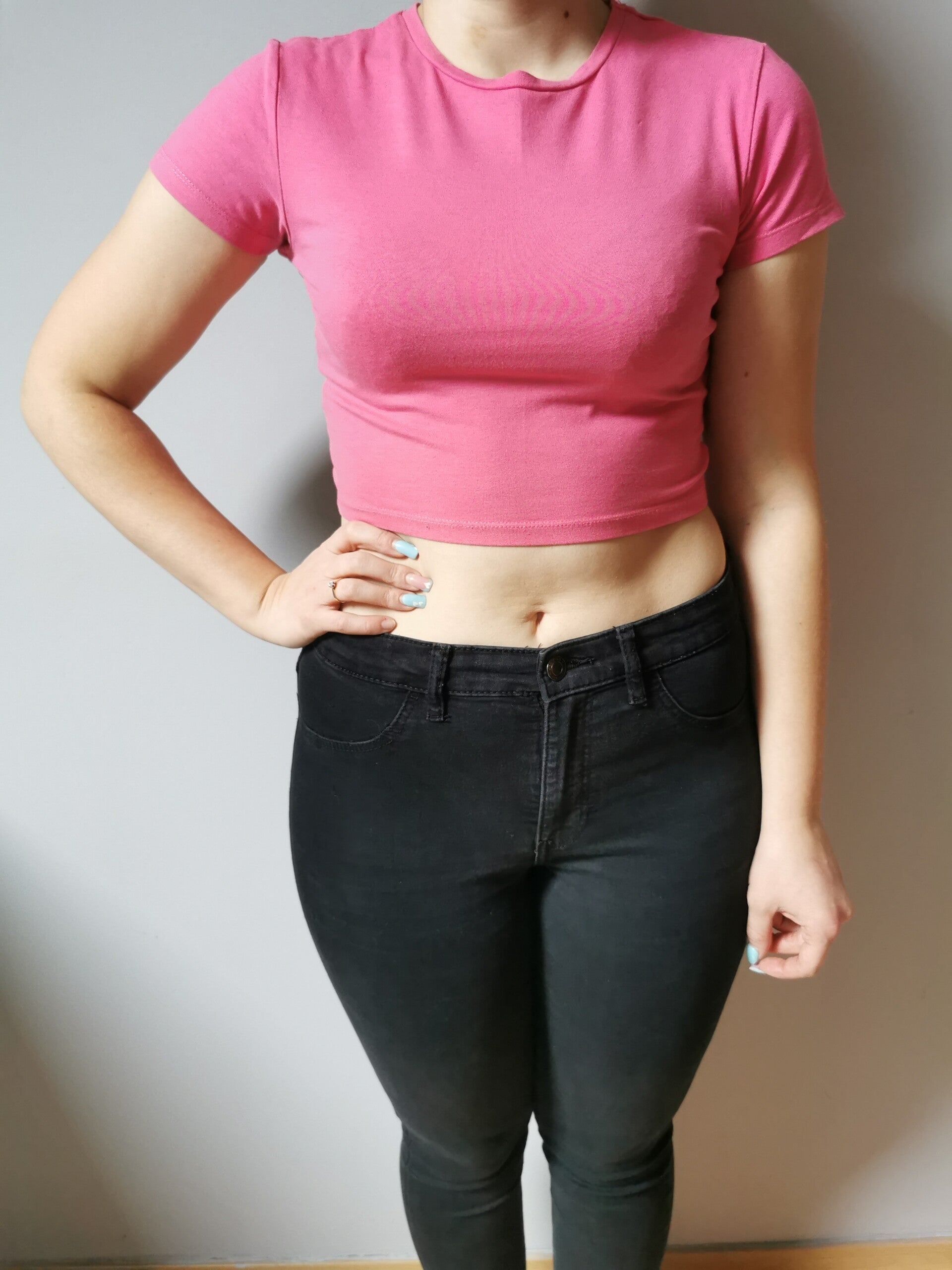 Crop top - krótki rękaw Sinsay r. 38 M kolor różowy