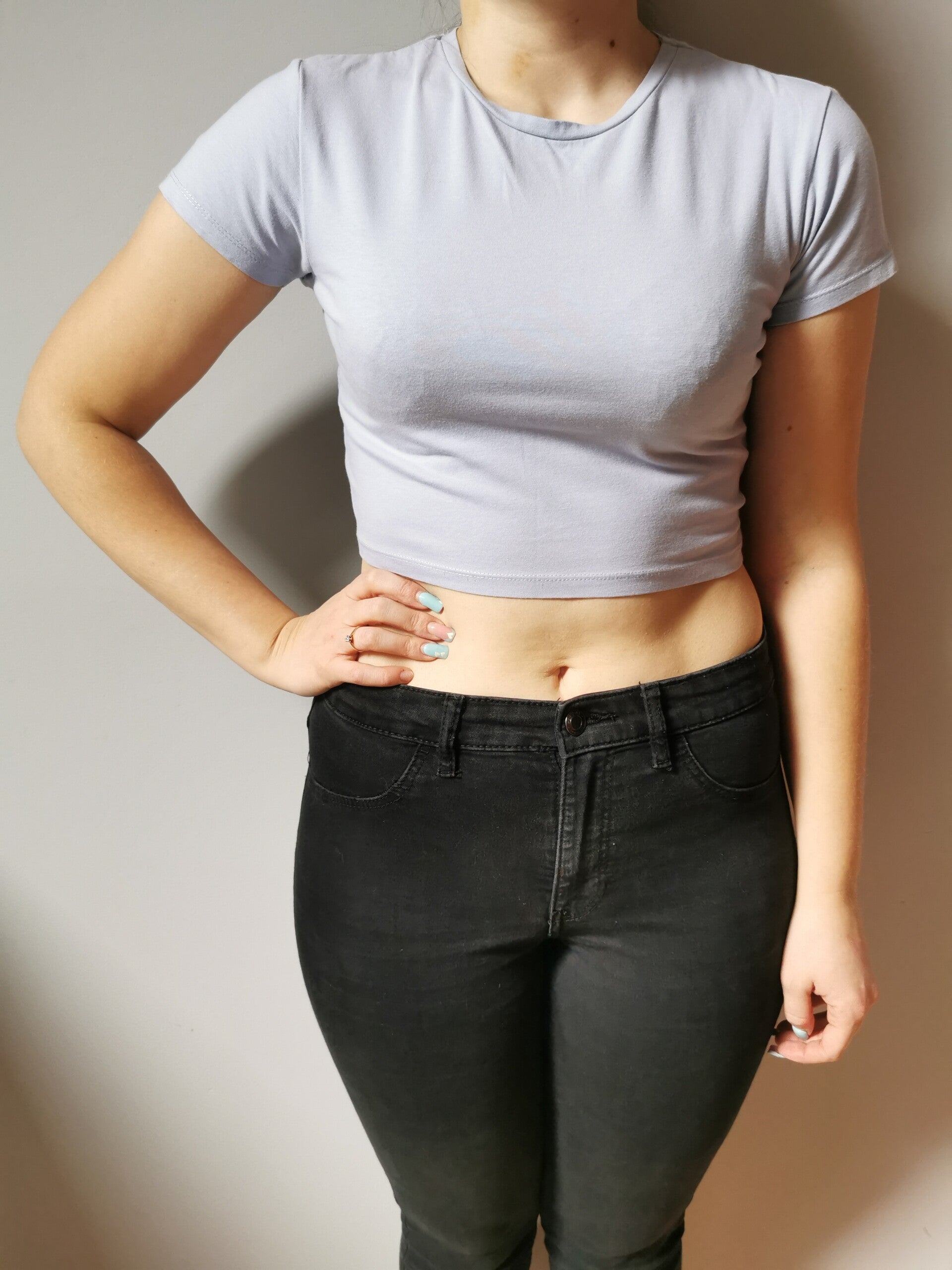Crop top - krótki rękaw Sinsay r. 38 M kolor liliowy