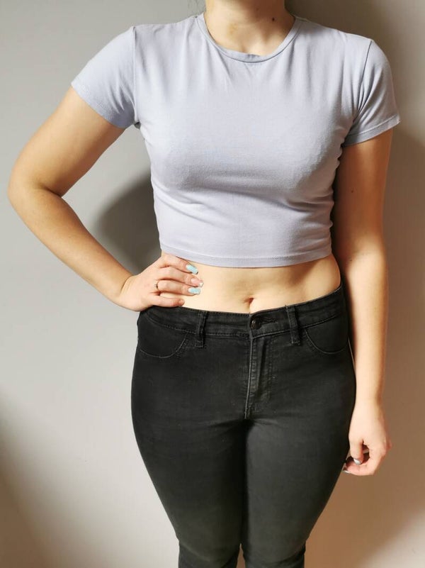 Crop top - krótki rękaw Sinsay r. 38 M kolor liliowy