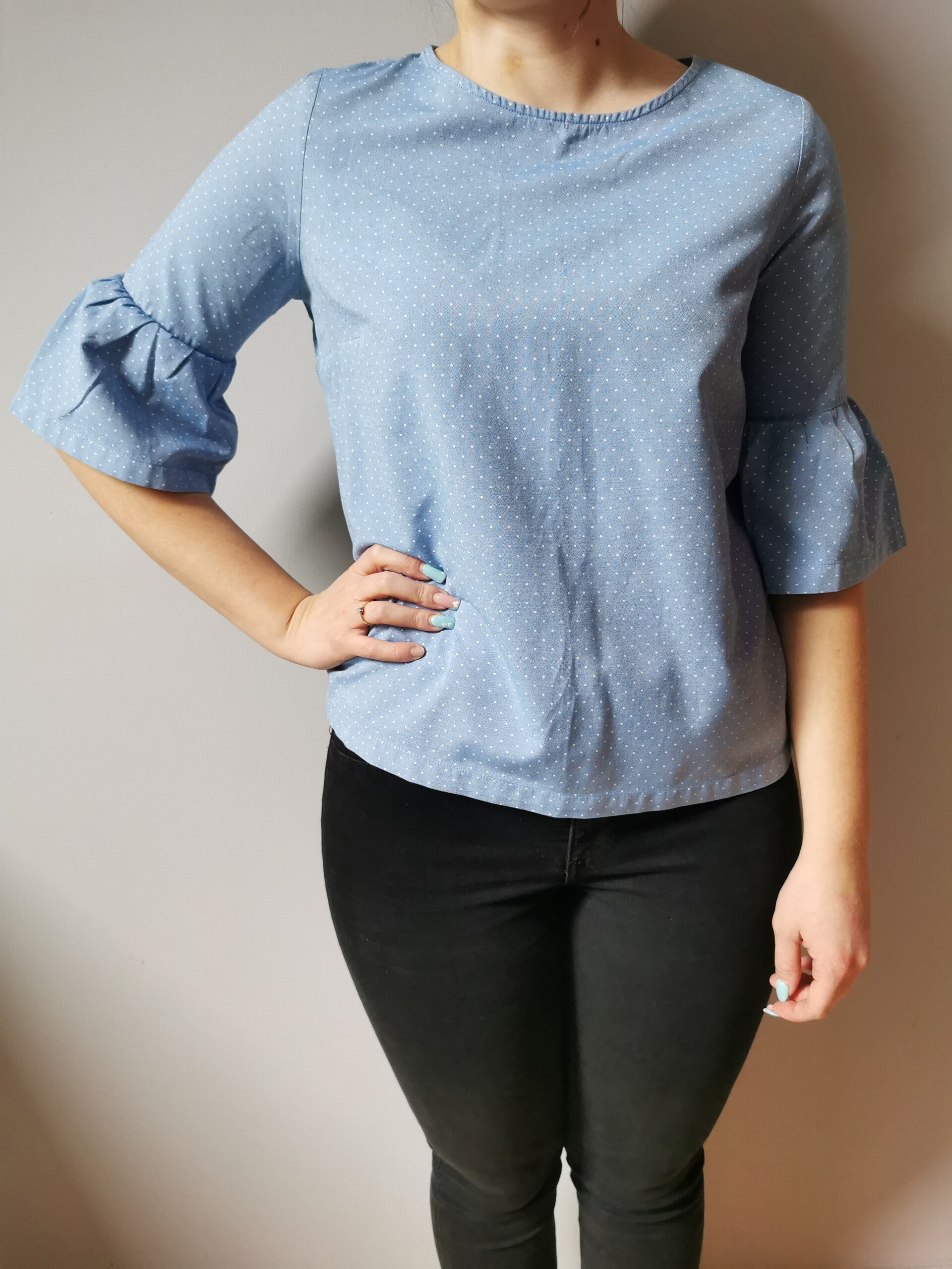 Bluzka z rękawem 3/4 Orsay r. 36 S kolor niebieski, biały