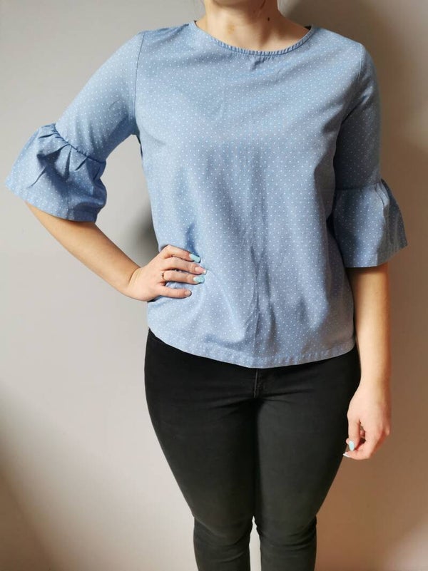 Bluzka z rękawem 3/4 Orsay r. 36 S kolor niebieski, biały