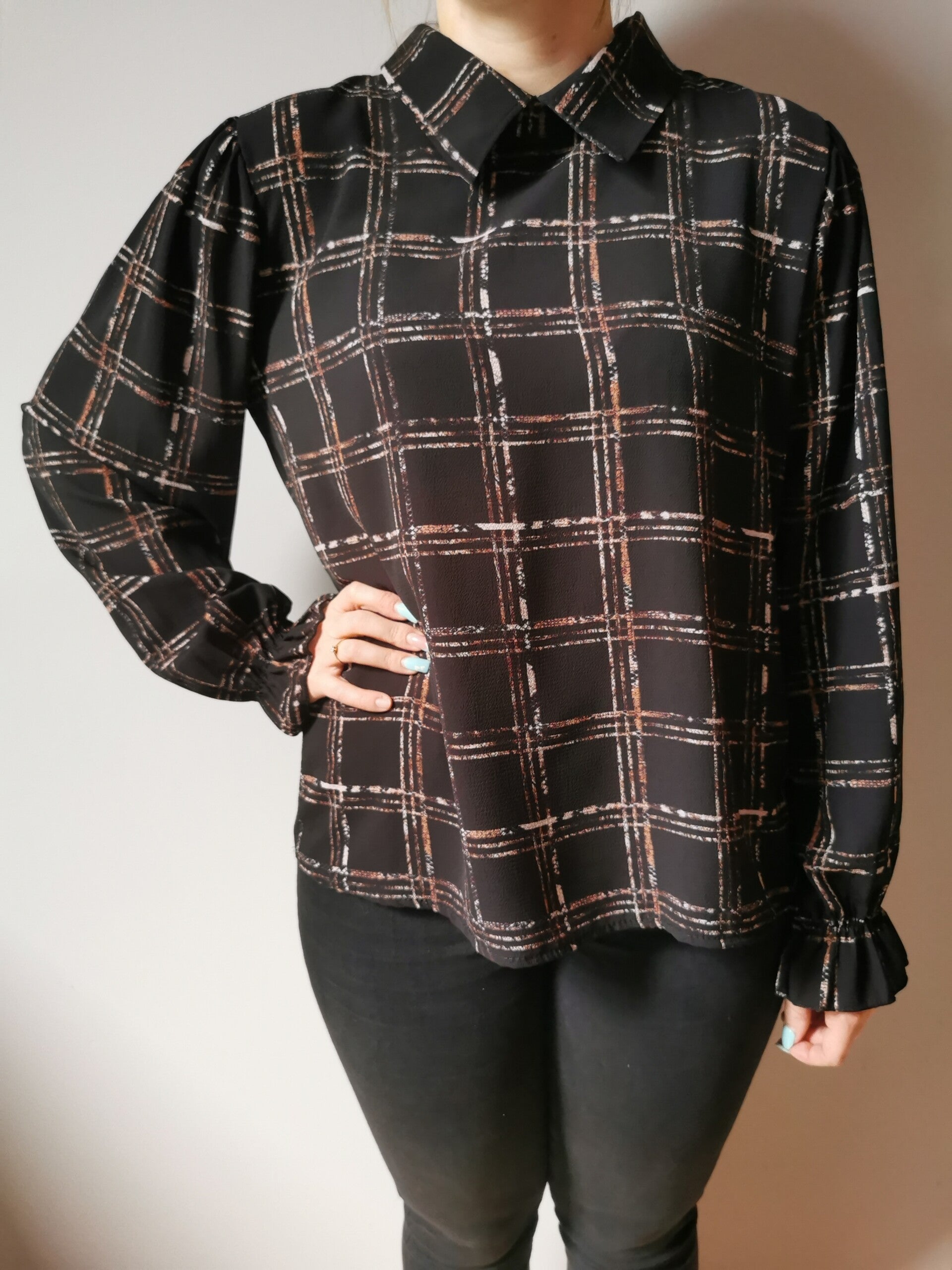 Bluzka z długim rękawem elegancka Floyd r. 38 M kolor czarny