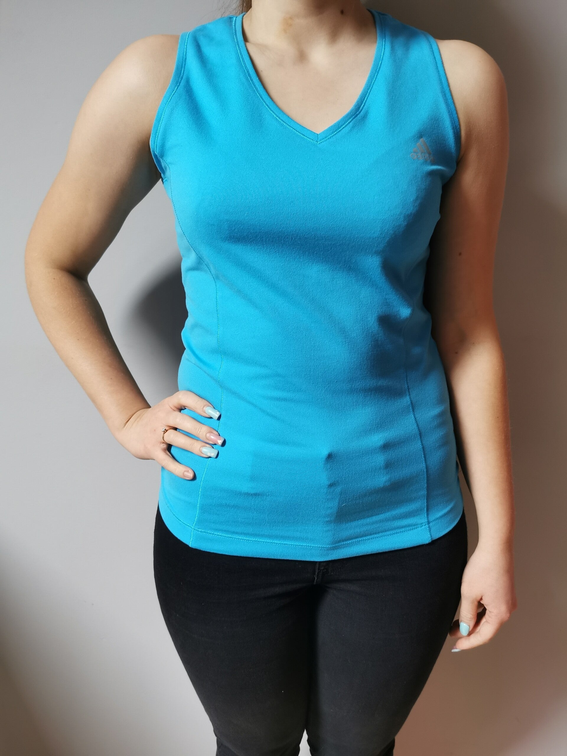 Bluzka na ramiączkach - sportowa Adidas r. 38 M kolor niebieski