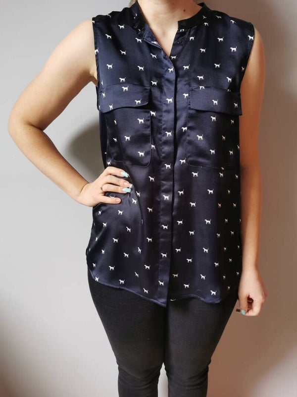 Koszula na ramiączkach Mango r. 38 M kolor granatowy wzór białe psy