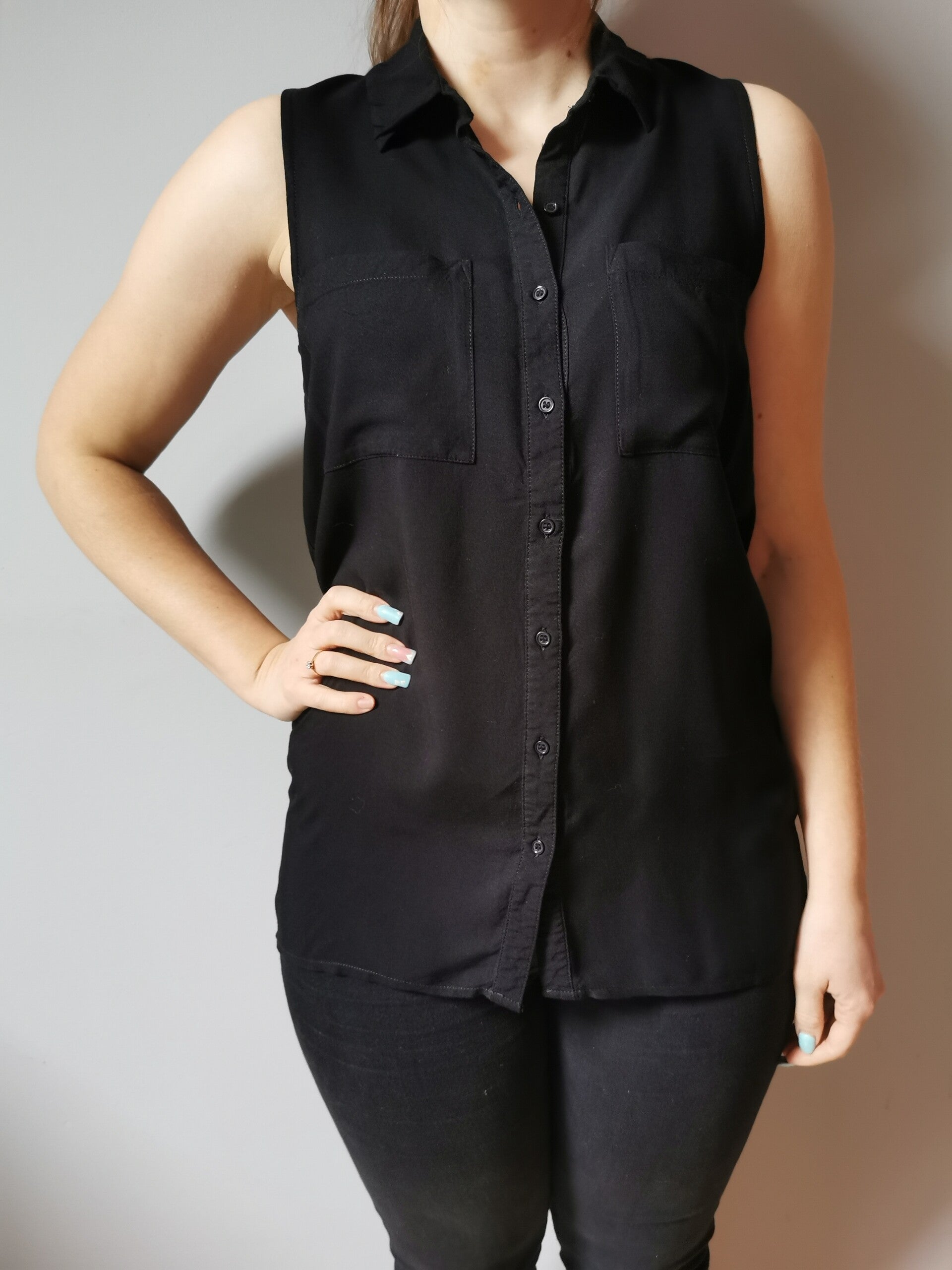 Koszula na ramiączkach - elegancka H&M r. 36 S kolor czarny