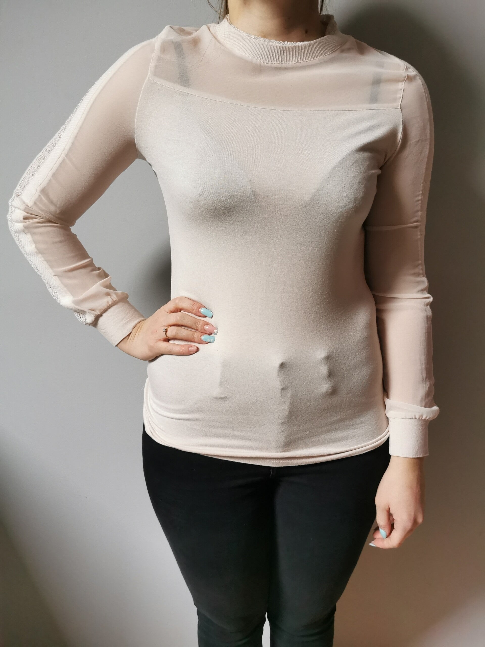 Bluzka z długim rękawem elegancka Intimissimi r. 36 S kolor pudrowy róż