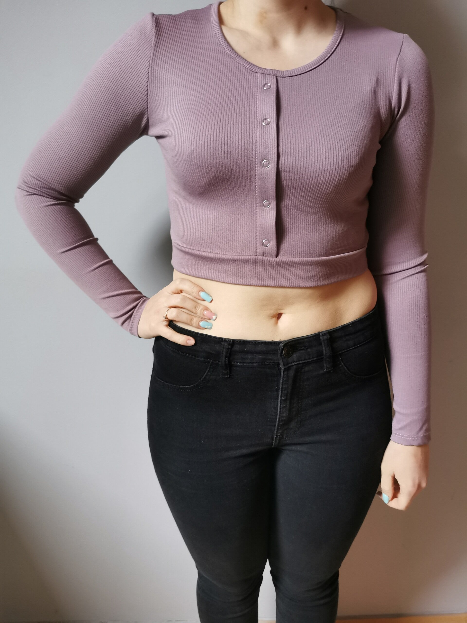 Bluzka z długim rękawem Hdm r. 38 M kolor śliwkowy