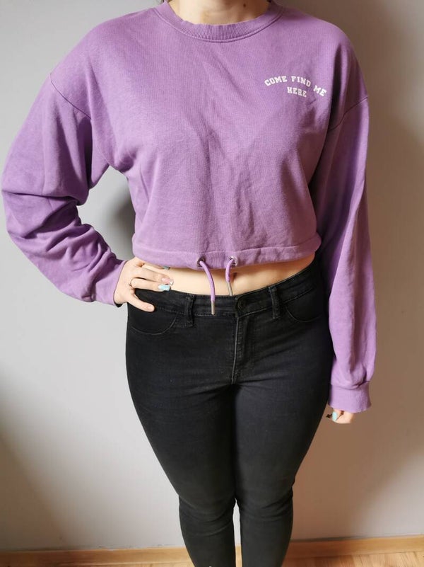 Bluza wciągana, wiązana Bershka r. 38 M kolor fioletowy, biały