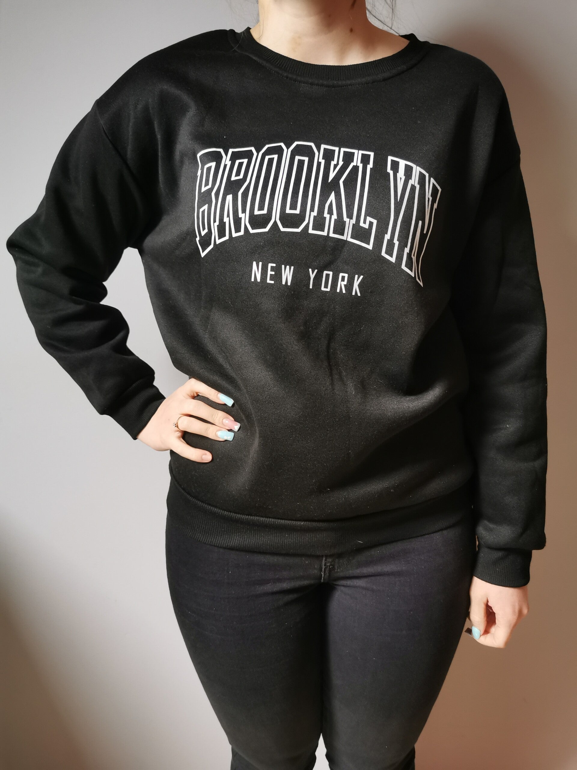 Bluza wciągana Shein r. 38 M kolor czarny, biały