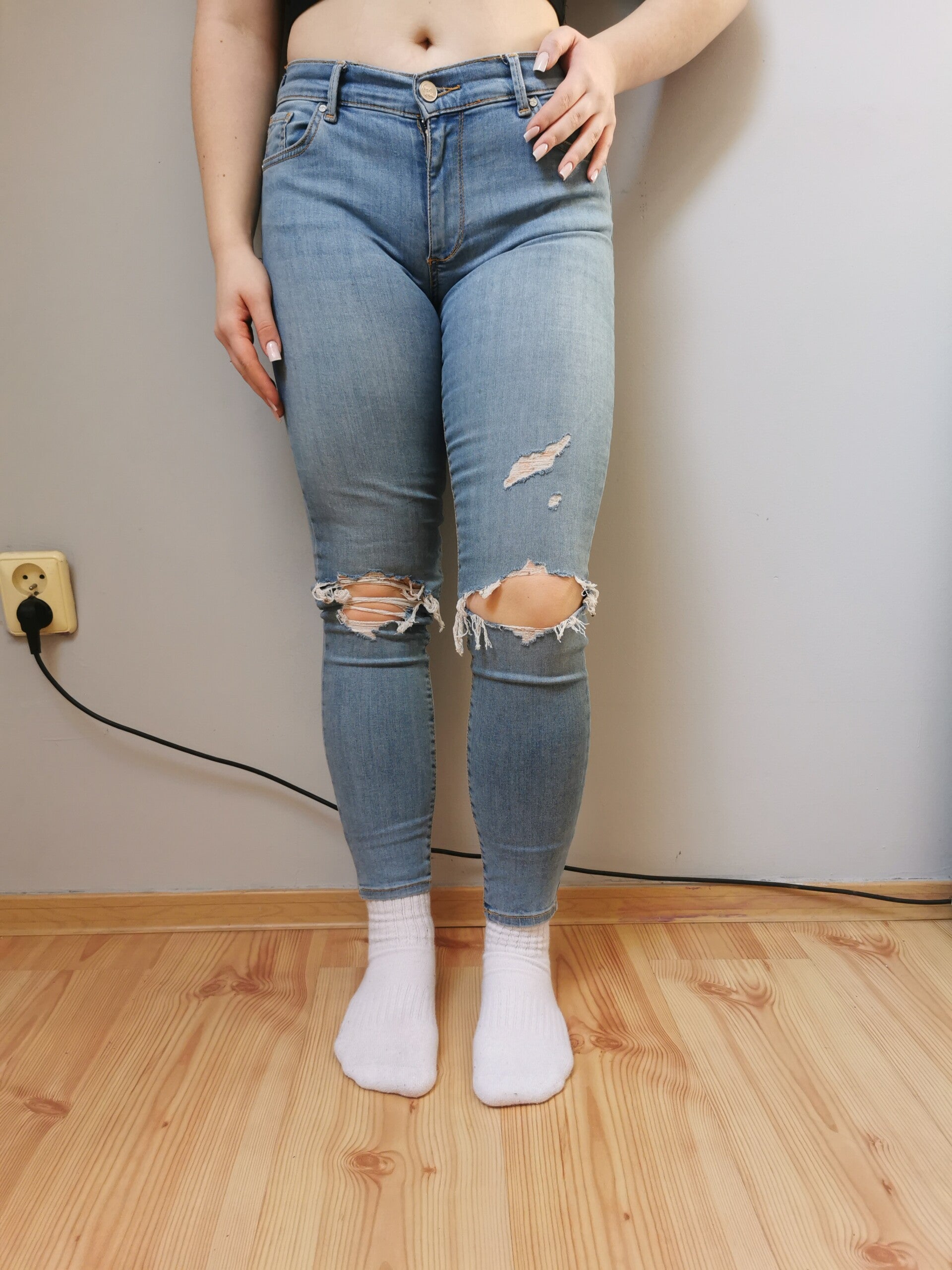 Jeansy Never Denim r. 38 M kolor niebieski jeans wysoki średni stan